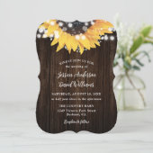 Sunflower Rustic Barn Wood Wedding Kaart (Staand voorkant)
