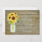 Sunflower Rustic Country Mason Jar Flowers Bridal Kaart (Voorkant)