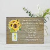 Sunflower Rustic Country Mason Jar Flowers Bridal Kaart (Staand voorkant)