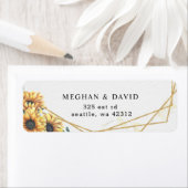 Sunflower Rustic Elegant Geometric Gold Wedding Etiket (Insitu)