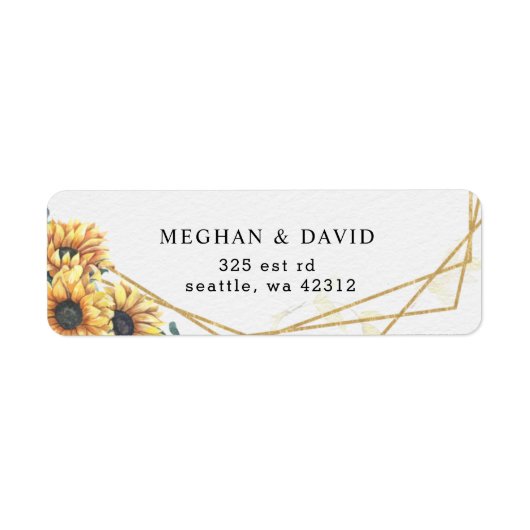 Sunflower Rustic Elegant Geometric Gold Wedding Etiket (Voorkant)