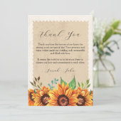 Sunflower Rustic Floral Bedankkaart (Staand voorkant)