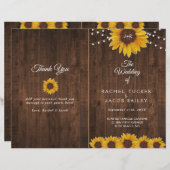 Sunflower Rustic Folded Wedding Program (Voorkant / Achterkant)