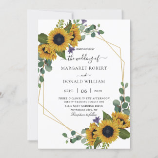 Sunflower Rustic Geometric Gold Kaart