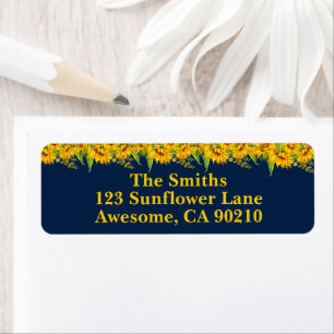 Sunflower Rustic Navy Wedding Return Label