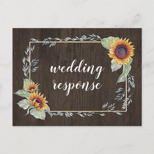 Sunflower Rustic Watercolor Wedding Cartes postale (Devant)