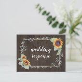 Sunflower Rustic Watercolor Wedding Cartes postale (Debout devant)