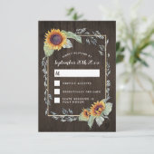 Sunflower Rustic Watercolor Wedding Cartes RSVP (Debout devant)