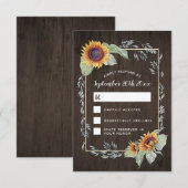 Sunflower Rustic Watercolor Wedding Cartes RSVP (Devant / Derrière)