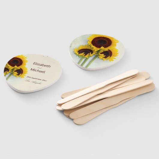 Sunflower Rustic Wedding Handwaaier (Niet-gemonteerd)