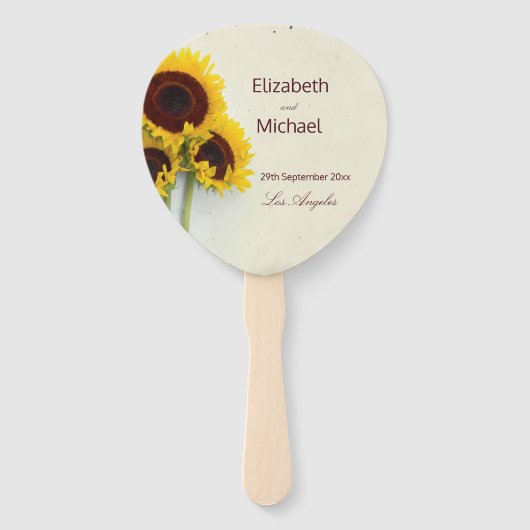Sunflower Rustic Wedding Handwaaier (Voorkant)