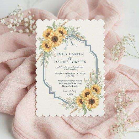 Sunflower Rustic Wedding Invitation Floral