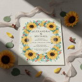 Sunflower Rustic Wedding Invitation Floral Kaart