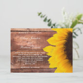 Sunflower Rustic Wedding Invitation Kaart (Staand voorkant)