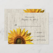 Sunflower Rustic Wedding/Response RSVP Kaartje (Voorkant / Achterkant)