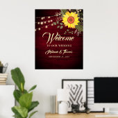 Sunflower Rustic Wedding Welkom Poster (Thuiskantoor)