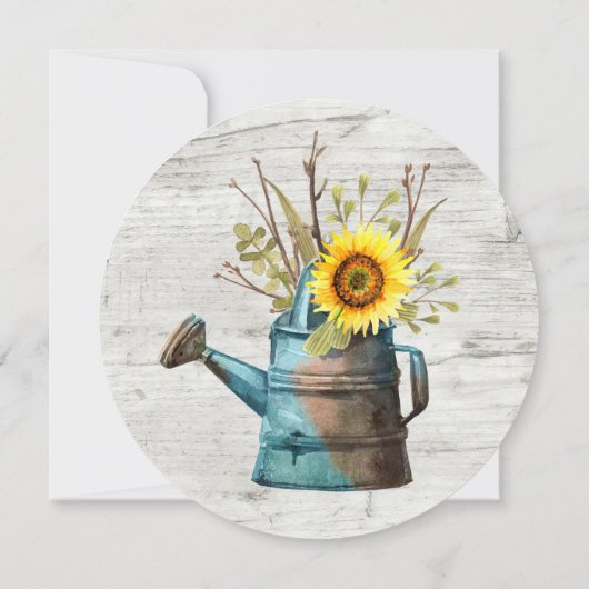 Sunflower & Rustic Wood Farm Faire-part de mariage (Dos)