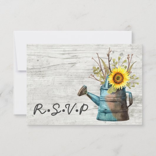 Sunflower Rustic Wood Farm Faire-part de mariage R (Dos)