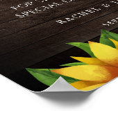 Sunflower Rustic Wood String Lights Wedding Favors Poster (Hoek)