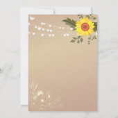 Sunflower Rustic Wood String Lights Wedding Kaart (Achterkant)
