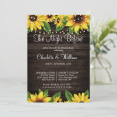 Sunflower Rustic Wood String Rehearsal Dinner Kaart (Staand voorkant)