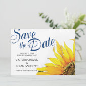 Sunflower Save the Date ~ Navy Blue Yellow (Staand voorkant)