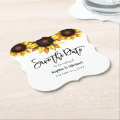 Sunflower Save the Date Wedding Kartonnen Onderzetters (Gekanteld)