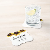 Sunflower Save the Date Wedding Kartonnen Onderzetters (Insitu)