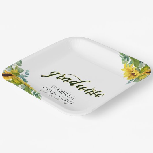 Sunflower Script Graduation Party Papieren Bordje (Gebogen)
