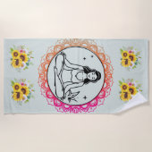 Sunflower Serenity: Meditation Mandala Beach Towel Strandlaken (Voorkant)