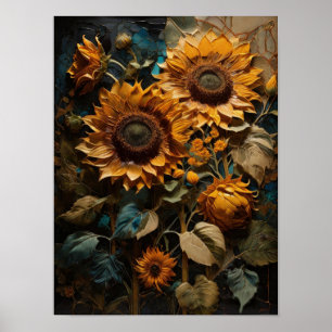 Sunflower Serenity - poster art numérique fleurs