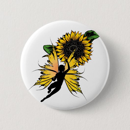 Sunflower Shadow Fairy Ronde Button 5,7 Cm (Voorkant)