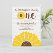 Sunflower Simple Girls First Birthday Invitation (Debout devant)