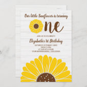 Sunflower Simple Girls First Birthday Invitation (Devant / Derrière)