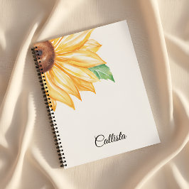 Sunflower Spiral Notebook – Minimal Watercolor Notitieboek