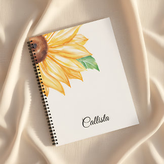Sunflower Spiral Notebook – Minimal Watercolor Notitieboek