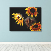 Sunflower Stretched Canvas Print (Insitu (Houten vloer))