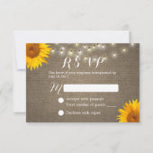 Sunflower & String Lights Burlap Wedding RSVP (Devant)