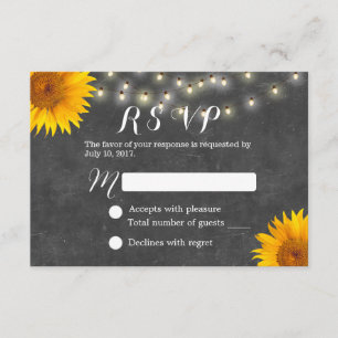 Sunflower & String Lights Chalkboard Wedding RSVP