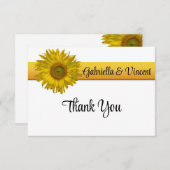 Sunflower Stripe Mariage Flat Merci Notes (Devant / Derrière)