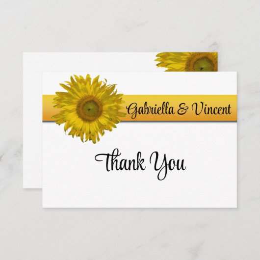 Sunflower Stripe Mariage Flat Merci Notes (Devant / Derrière)