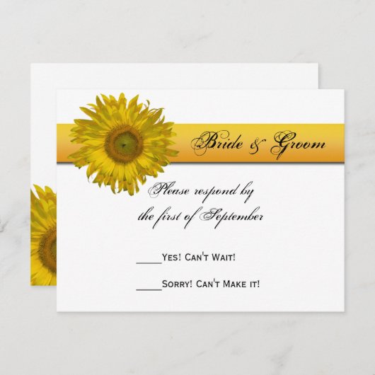 Sunflower Stripe Wedding RSVP Response Kaart (Voorkant / Achterkant)