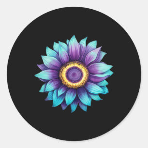 Sunflower Suicide Prevention Awareness Blauwgroen Ronde Sticker