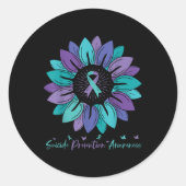 Sunflower Suicide Prevention Awareness Month Ronde Sticker (Voorkant)