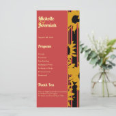 Sunflower Summer Gold Red Wedding  Programma (Staand voorkant)