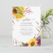 Sunflower Summer Wedding Update Kaart (Staand voorkant)