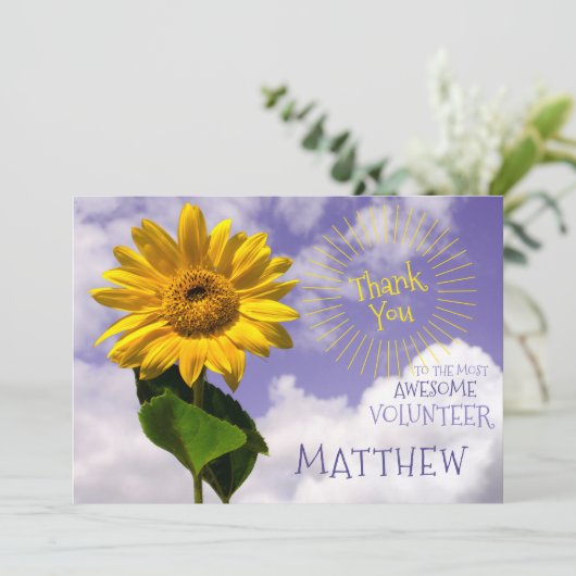 Sunflower & Sunrays Simple Merci Rustic Volunteer (Debout devant)