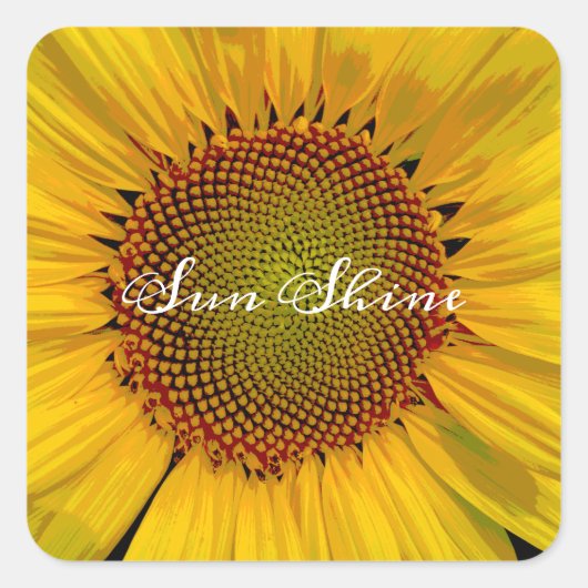 SUNFLOWER SUNSHINE FOTO SQUARE STICKER (Voorkant)