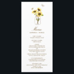 Sunflower sur Mason Jar Floral Mariage Carte menu<br><div class="desc">Carte de menu élégante et fantaisiste avec des tournesols jaunes sur des bocaux de mason avec accent de papillons. Il conviendra parfaitement aux mariages,  baby showers,  douches nuptiales et autres événements similaires.</div>