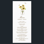 Sunflower sur Mason Jar Floral Mariage Carte menu<br><div class="desc">Carte de menu élégante et fantaisiste avec des tournesols jaunes sur des bocaux de mason avec accent de papillons. Il conviendra parfaitement aux mariages,  baby showers,  douches nuptiales et autres événements similaires.</div>